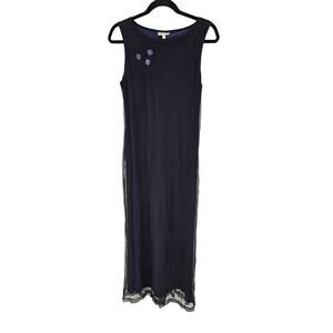VTG Y2K Rampage Women's Navy Jeweled Floral Sleeveless Maxi Dress Size L